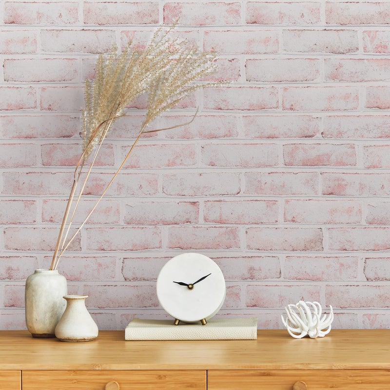 Tempaper Textured White Brick Removable Peel and Stick Wallpaper, 20.5 in X 16.5 ft, Made in the USA - Image 5